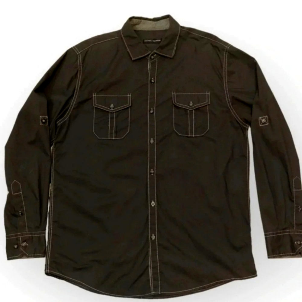 Michael Brandon Black Button Up Small